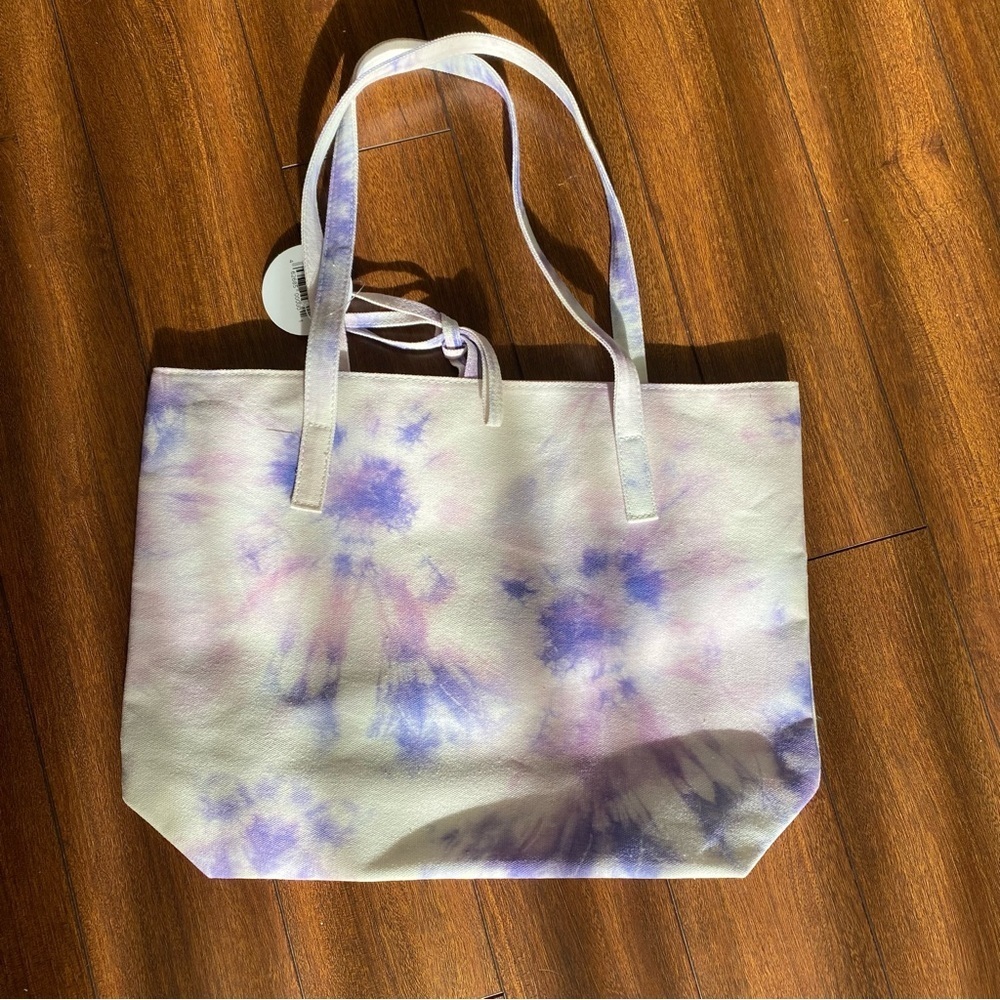 NWT Shoppers Tie-Dye Tote Bag Purple and White